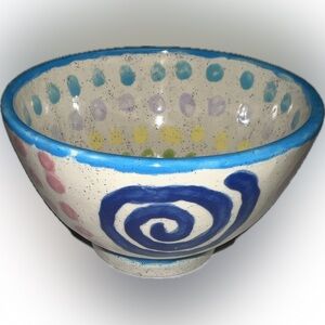 🍄Handmade Painted Ceramic Bowl Pottery Glazed Multicolor Storage Accent